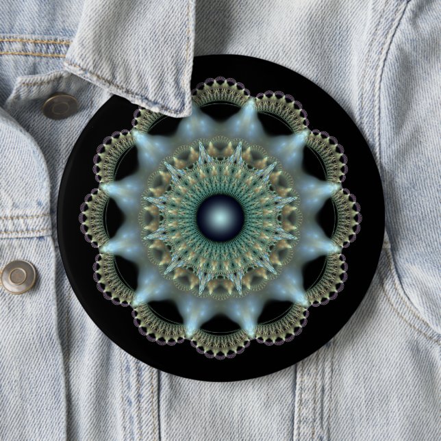 Shining star fractal ornament 6 cm round badge (In Situ)