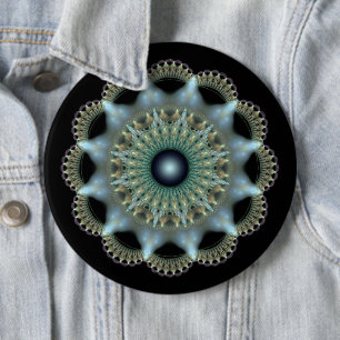 Shining star fractal ornament 6 cm round badge