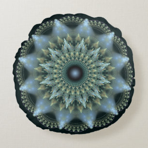 Shining star fractal ornament round cushion