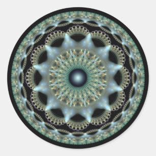 Shining star fractal round ornament classic round sticker