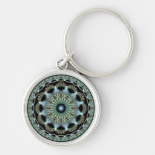 Shining star fractal round ornament key ring