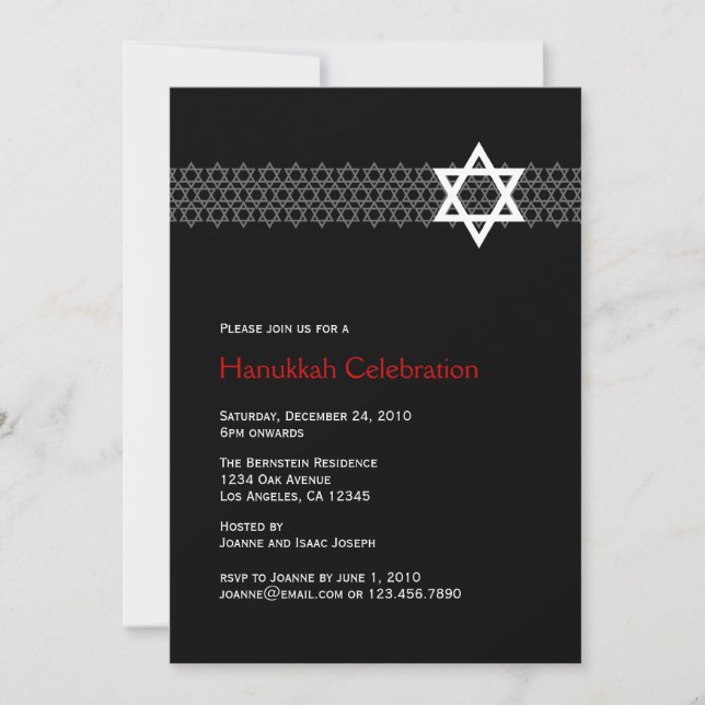 Shining Star Hanukkah Party Invitation (Front)
