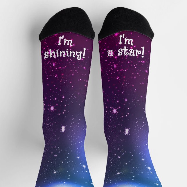 Shining Star Merry Christmas Festive Holiday Blue Socks (Top)