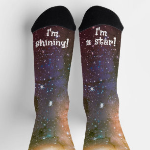 Shining Star Merry Christmas Festive Holiday Gold Socks