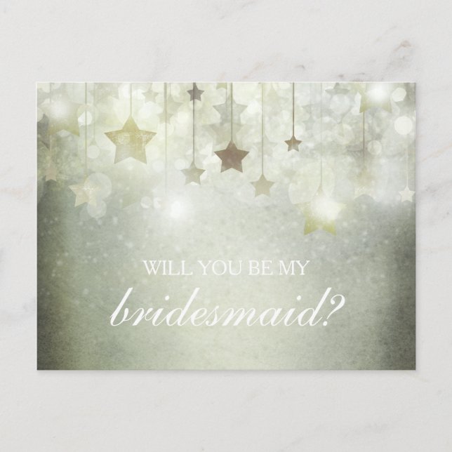 Shining Stars Will You Be My Bridesmaid Invitation Postcard (Front)