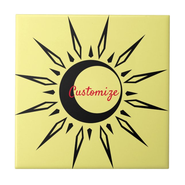 Shining Sun Crescent Moon Thunder_Cove Ceramic Tile (Front)