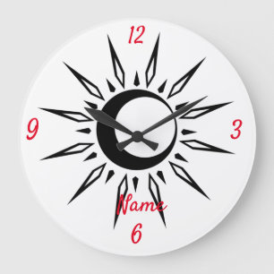 Shining Sun Crescent Moon Thunder_Cove Large Clock