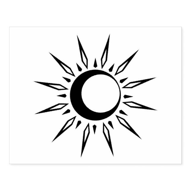 Shining Sun Crescent Moon Thunder_Cove Rubber Stamp (Imprint)