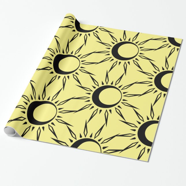 Shining Sun Crescent Moon Thunder_Cove Wrapping Paper (Unrolled)