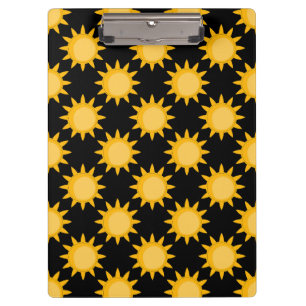 Shining Sun Illustration On Black Pattern Design  Clipboard