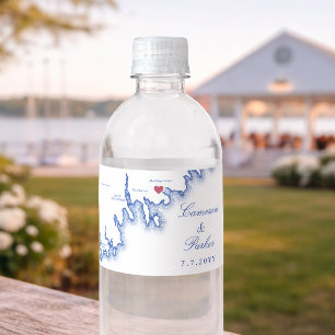 Shining Tides Wedding Mattapoisett Map Water Bottle Label