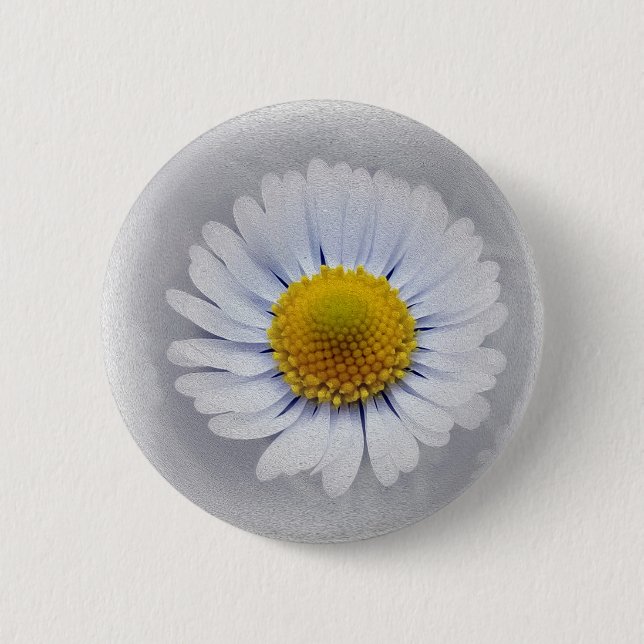 shining white daisy 6 cm round badge (Front)