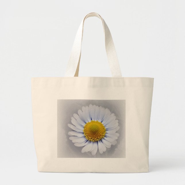 shining white daisy large tote bag (Front)