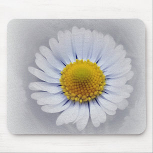 shining white daisy mouse pad