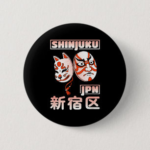 Shinjuku Japan Tokyo District Japanese Kabuki Mask 6 Cm Round Badge
