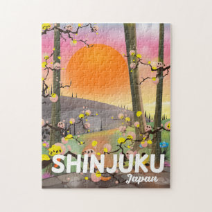 Shinjuku Japan travel poster Jigsaw Puzzle