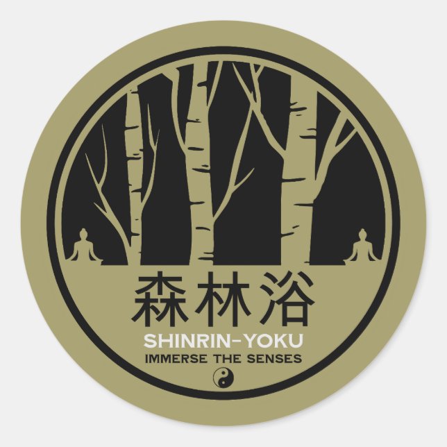 Shinrin Yoku Forest Bathing Classic Round Sticker (Front)