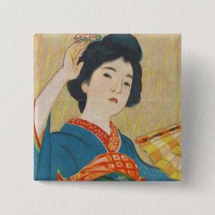 Shinsui Ito Maiko japanese vintage geisha portrait 15 Cm Square Badge