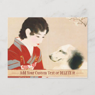Shinsui Ito Shufu No Tomo Pet Dog japanese lady Postcard