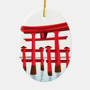 Shinto Japanese Gate Architecture Building Culture Ceramic Tree Decoration