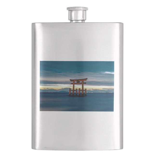 Shinto Shrine-Torii-Japanese Gate Hip Flask (Front)