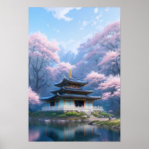 Shinto Temple Blossom Poster