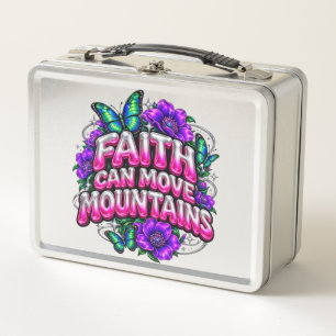 Shiny 3D Puffy Faith Can Move Mountains Lunch Box