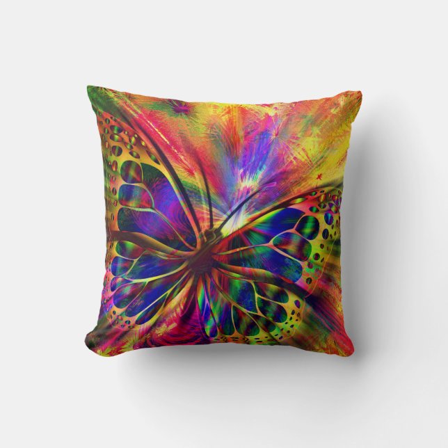 Shiny And Colourful Butterfly Cushion (Front)