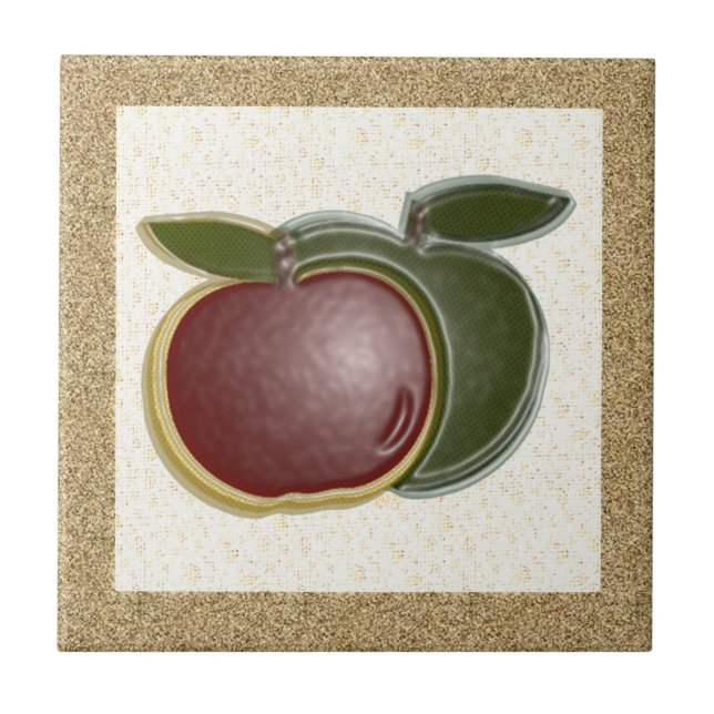 Shiny Apples 3D (textured/specks) Ceramic Tile (Front)