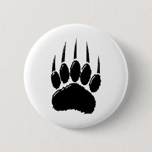 Shiny Black Bear Paw Print 6 Cm Round Badge