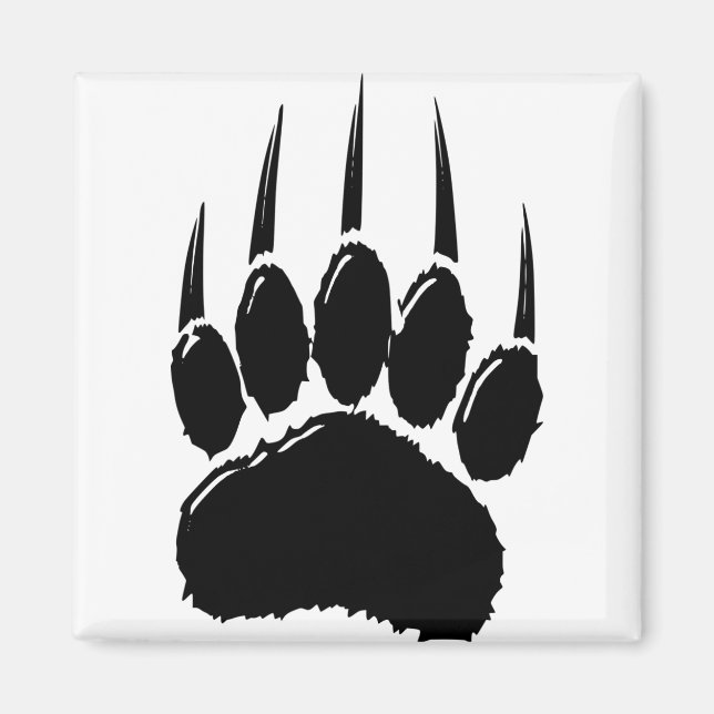 Shiny Black Bear Paw Print Magnet (Front)
