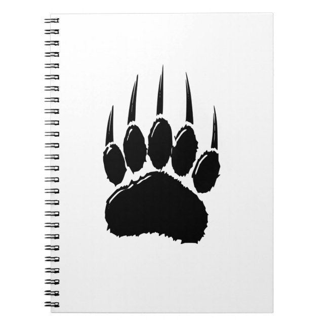 Shiny Black Bear Paw Print Notebook (Front)