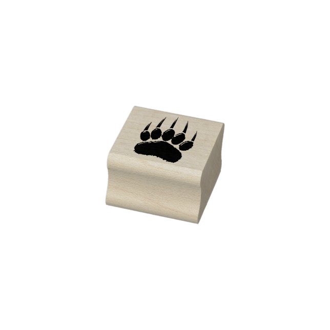 Shiny Black Bear Paw Print Rubber Stamp (Stamp)