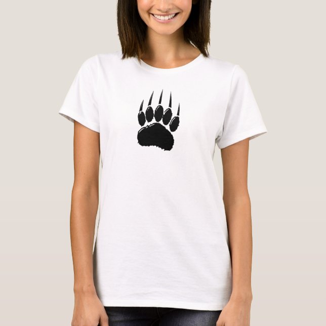 Shiny Black Bear Paw Print T-Shirt (Front)