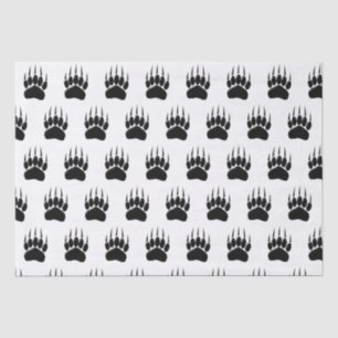 Shiny Black Bear Paw Print Tissue Paper