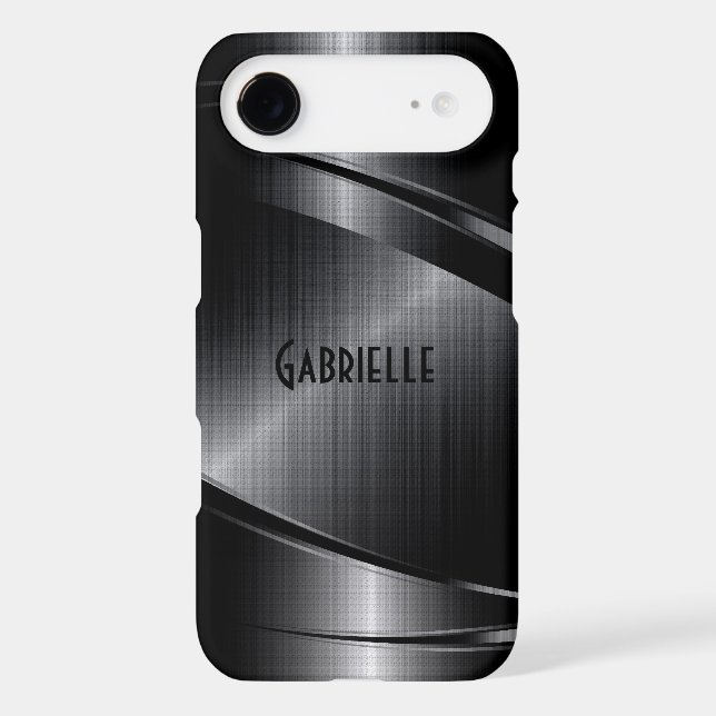 Shiny Black Design Brushed Aluminium Look Case-Mate iPhone Case (Back)