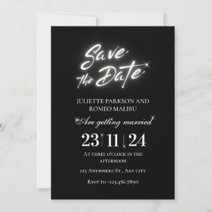 Shiny black elegant Flat Save The Date Card