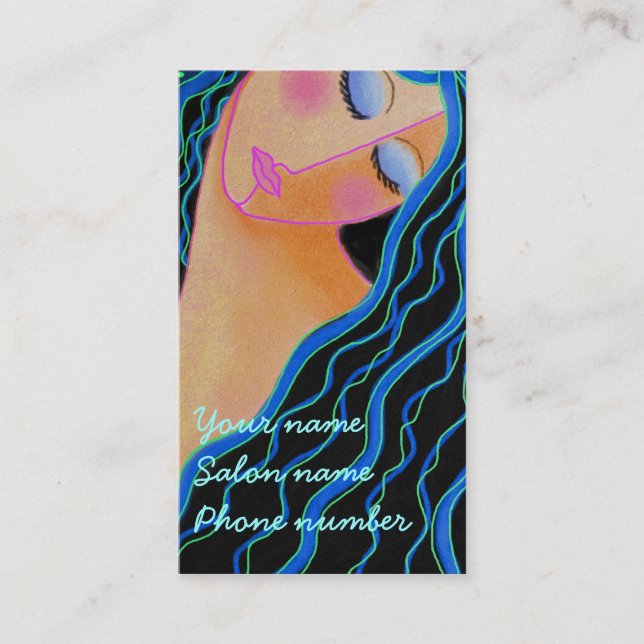 Shiny Black Hair Business Card (Front)