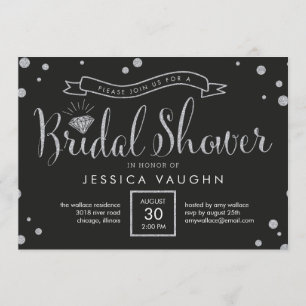 Shiny Bling Bridal Shower Invitation - Black