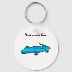 Shiny blue alligator key ring