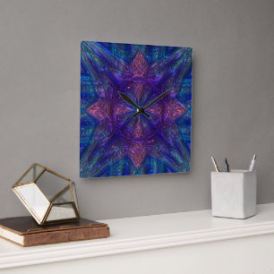 Shiny blue and purple metallizer glass art clock