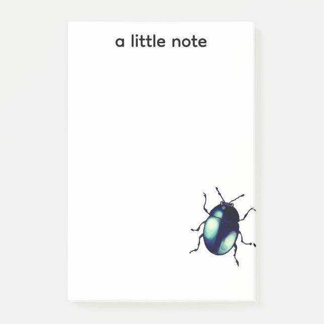 Shiny Blue Beetle Illustration Post-it Notes (Front)
