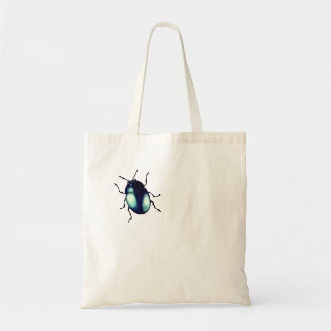 Shiny Blue Beetle Illustration Tote Bag (Front)
