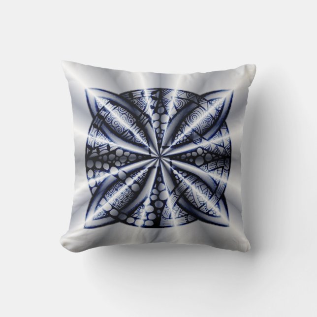 Shiny Blue Celtic Knot Original Drawing Cushion (Front)