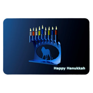 Shiny Blue Chanukkah Menorah Magnet
