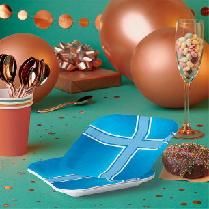 Shiny Blue Cross Paper Plate