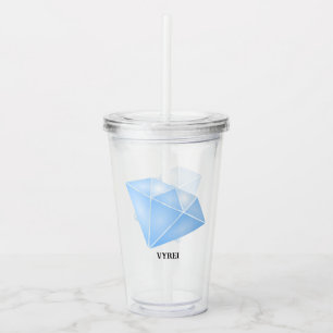 Shiny Blue Diamond Carat Acrylic Tumbler