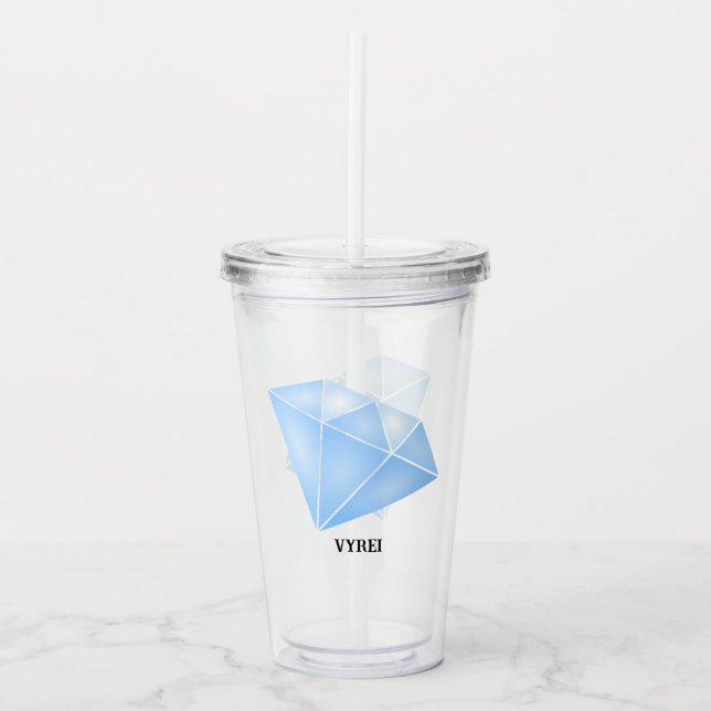 Shiny Blue Diamond Carat Acrylic Tumbler (Front)