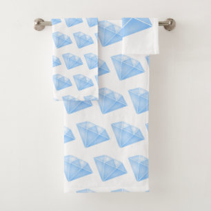 Shiny Blue Diamond Carat Bath Towel Set