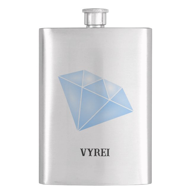 Shiny Blue Diamond Carat Hip Flask (Front)